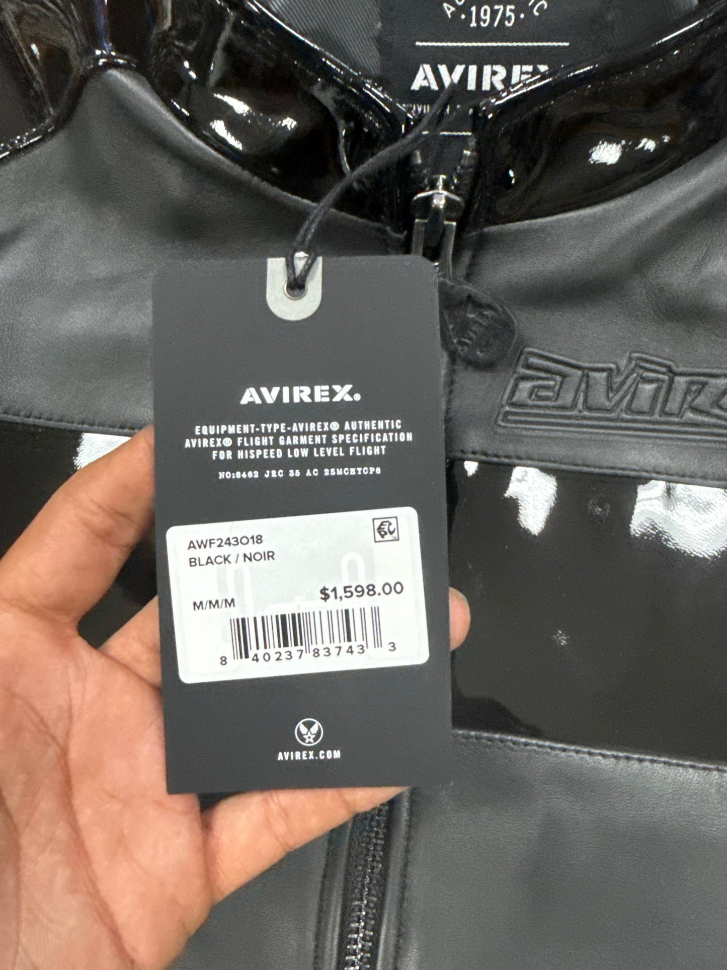 Avirex Cropped Women’s Patent Leather Jacket Icon Limited Jet Black