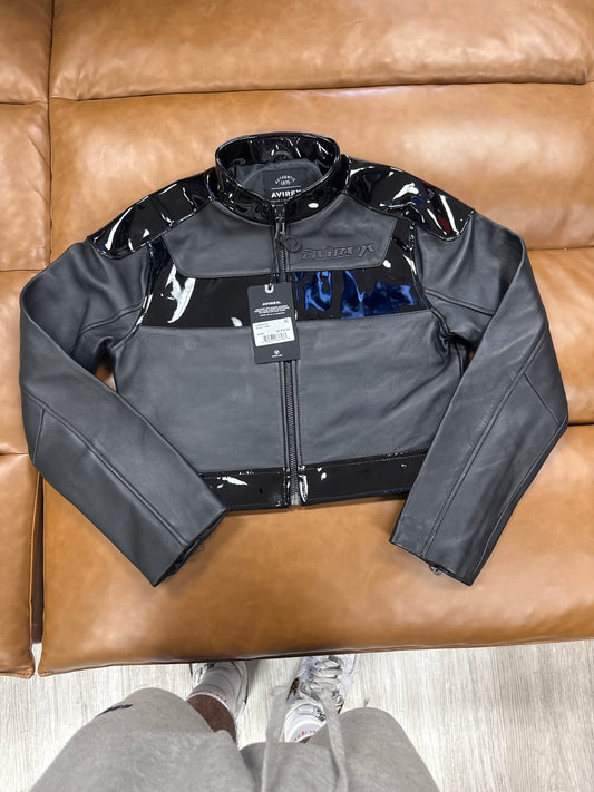 Avirex Cropped Women’s Patent Leather Jacket Icon Limited Jet Black