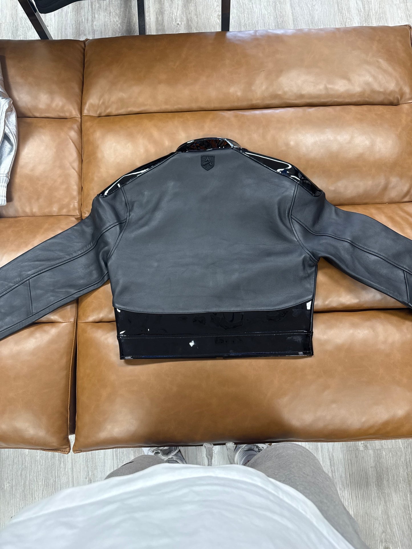 Avirex Cropped Women’s Patent Leather Jacket Icon Limited Jet Black