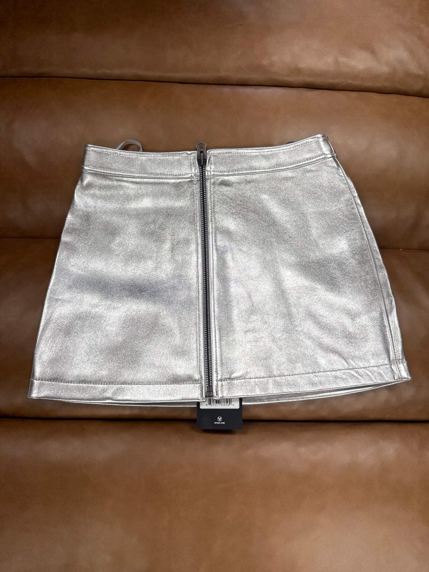 Avirex Women’s Leather Pencil Skirt Silver/Argent