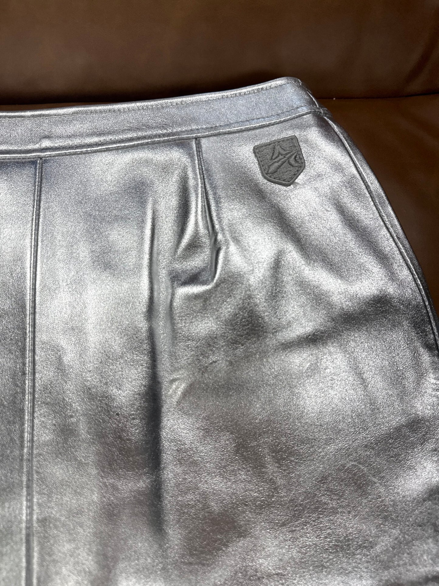 Avirex Women’s Leather Pencil Skirt Silver/Argent