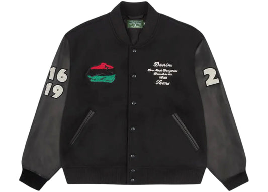 Denim Tears Peace Wreath Varsity Jacket Black