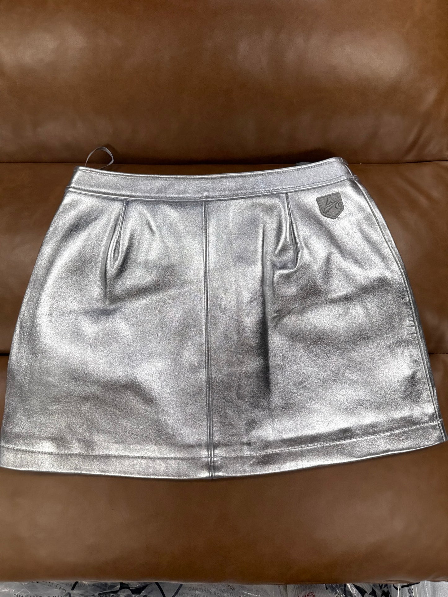 Avirex Women’s Leather Pencil Skirt Silver/Argent