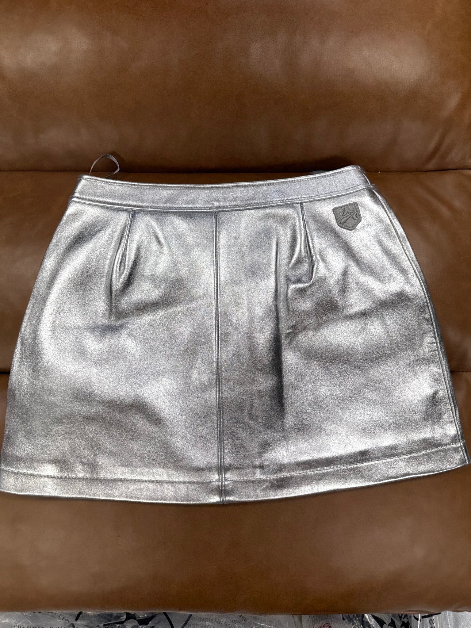 Avirex Women’s Leather Pencil Skirt Silver/Argent